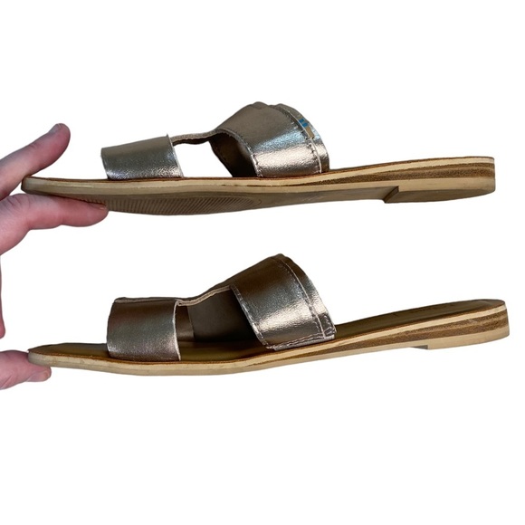 Toms Leather Slide Sandal in platinum H-shaped band 8.5 - Picture 4 of 15